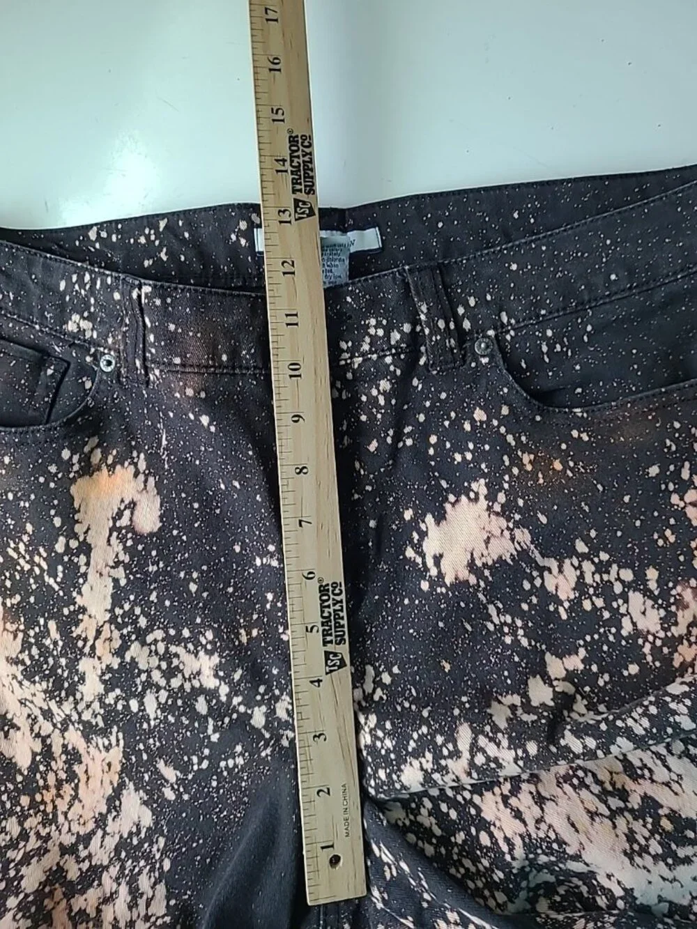 Vtg Y2K Croft&Barrow Womens Bleached Jeans 16 Stretch Straight Leg Black Orange - Picture 8 of 14